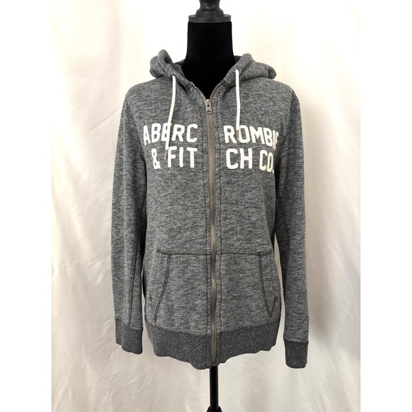 Abercrombie & Fitch Tops - Vintage Abercrombie & Fitch XS Grey Logo Full Zip Hoodie